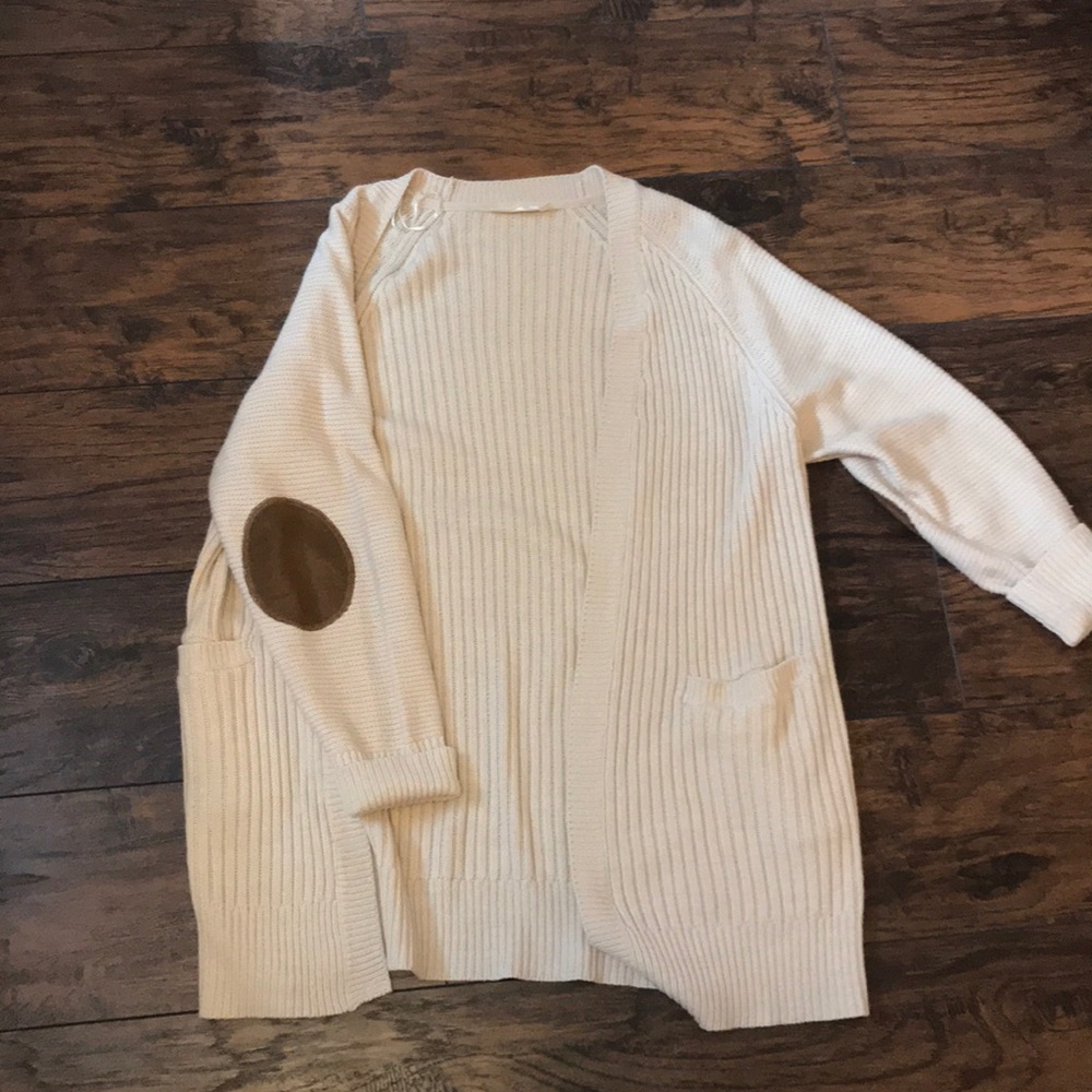 Tan cardigan with elbow pads